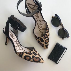 Sam Edelman leopard print Okala Ankle Strap Pumps.